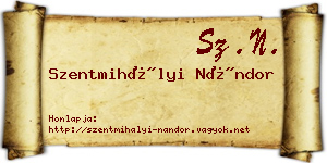 Szentmihályi Nándor névjegykártya
